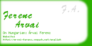 ferenc arvai business card