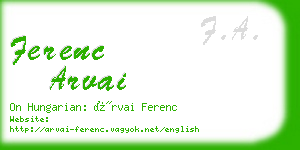 ferenc arvai business card